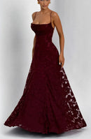 Vestido Longo Feminino Maxi com Alças Finas e Amarrão - Sexy Ombro Frio Festa Clube