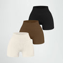 High-waisted Yoga Pant For Women, Designed To Lift And Shape, Tight-fitting With Solid Color And Ribbed Texture, Sports  Shorts