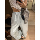 Elegant White Wide Leg Pants Women Fashion Streetwear Linen Black Baggy Pants Summer Korean High Waist Casual Straight Trousers