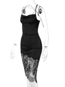 Vestido Mini Slip Feminino Sexy com Renda e Costas Abertas - Bodycon Curto Festa Clube Aniversário Noite Verão