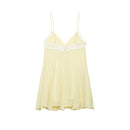 Vestido Curto Feminino Amarelo Chic com Alças e Renda - Sexy Cor Sólida Costas Abertas Praia Férias 2026