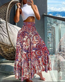 Women's Fashion Floral Print Skirt Casual High Waist Loose Long Skirts For Women Boho Holiday Beach Party Womens Clothing Summer
