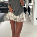 Women Lace Mini Skirt Low Rise Layered Ruffle Hem Black White Chic Mini Skirt Lingerie Short Skirts Fairycore Skirt Streetwear
