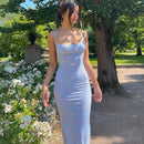 Vestido Longo Feminino Elegante com Alças Finas e Costas Abertas - Festa Y2K