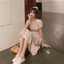 Floral Skirt for Women Summer Dress 2025 New French Square Collar Chiffon Midi Skirt