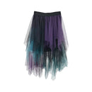 Women's Midi Skirt, Elegant Elastic Waist Contrast Color Autumn Tulle Skirt, Suitable for Street Party