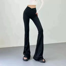 High Waist Pleated Wide Leg Pants for Women Autumn Cross Sexy Peach Hip Micro Flared Yoga Breathable Outdoor Fitness Trousers