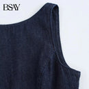 Vestido Jeans Feminino Mini com Costas Abertas - Chique Outono Inverno