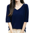 Women's V-Neck Tops 100% Merino Wool Spring Fall Winter First-Line Ready to Wear Seamless New Knit T Shirt Short Sleeve Sweater