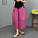 Women High Waist Bloom Wide Leg Pants Summer Quick Dry Breathable Loose Cropped Pants Plus Size