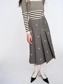 Elegant Crystal Pleated Skirts For Women Spring Autumn Winter 2025 New Solid Korean Skirt High Waist A-line Faldas Dress Female