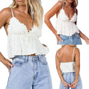 Regata Cropped Feminina com Babados e Decote V - Sem Manga Casual Streetwear Clubwear Verão Anos 2000