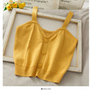 Heliar Women Knitted Crop Tops Y2K Cute Button Up V-Neck Sleeveless Straps Tops Sexy Crop Tops For Women 2025 Summer
