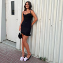 Vestido Mini Feminino Elegante com Babados e Bandagem - Sexy Slim Festa Aniversário