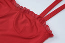 Vestido Mini Feminino Elegante com Babados e Bandagem - Sexy Slim Festa Aniversário