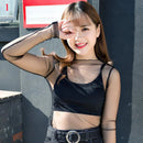 Elegant Lace T-shirt For Women Mesh Long Sleeve Tops See Through Top Transparent Sheer Blouse  High Neck Bottoming Shirts