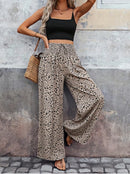 Women's Wide Leg Pants Boho Ditsy Floral Pants Elastic High Waist Loose Spring Summer Beach Vacation Casual Fashion Trousers