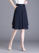 High Waist Wide Leg Pants Women Summer Loose Thin Chiffon Five-Quarter Length Anti-Light Skirt Trendy Casual Trousers