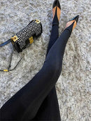 Korean Fashion Winter Black High Waisted Skinny Y2K Women Pants Sexy Glitter Casual Club 2022 Leggings Pants Long