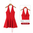 Vestido Feminino Branco com Renda Bordada e Halter - Sem Manga Costas Abertas Sexy Linha A Festa 2025