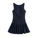 Vestido Jeans Feminino Mini com Costas Abertas - Chique Outono Inverno