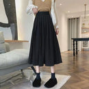 Fashion High Waist Pleated Skirt Women Korean Elegant College Style Midi Skirt Ladies Autumn Winter Thick A-line Skirts