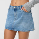 Vintage Denim Mini Skirts for Women Summer Fashion High Waist Straigth Short Faldas Casual Streetwear Classic Jean Skirt