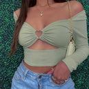 Cropped Manga Longa Feminino com Recortes - Decote V Slim Costas Abertas Outono/Inverno