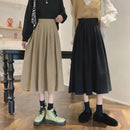 Fashion High Waist Pleated Skirt Women Korean Elegant College Style Midi Skirt Ladies Autumn Winter Thick A-line Skirts