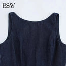 Vestido Jeans Feminino Mini com Costas Abertas - Chique Outono Inverno