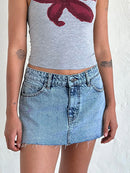 New Womens Denim Mini Skirts Low Waist Raw Hem Casual Fashion Jean Skirts For Summer Club Street Style S-2XL