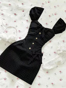 Vestido Mini Feminino Y2K Gothic com Laço e Cintura Alta - Punk Sexy Lolita Streetwear