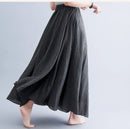 Boho Cotton Linen Beach Long Skirt Women Vintage Casual Solid A-line High Waist Dance Floor-Length Maxi Skirt Spring Summer New