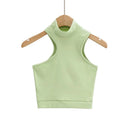 Women High Neck Crop Tank Top With Cut Out Detail Active Asymmetric Crop Tank Top