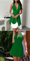 Vestido Mini Feminino Sexy com Halter e Amarrão - Bodycon Sem Manga Costas Abertas Festa Clube 2026