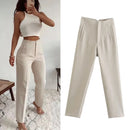 MUJER Office Wear High waist Pants for Women Formal Pants Office outfits Pencil Trousers Black Pink White Fashion Ladies Pants