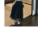 Elegant Multi-Layered Tulle Skirt Long Dress Women's Autumn Winter High Waist Cake Skirt Style Slimming Elegant Midi Skirt