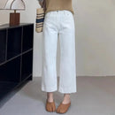 Women High Waist Wide Leg Pants Casual Loose Trousers Summer Solid Color Straight Fit Pocketed Ankle-Length Jeans