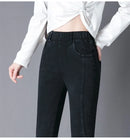 Oversize High Waist Stretch Jeans Black Autumn Women Slim Skinny Trousers Fashion Embroidery Female Winter Casual Denim Pants