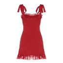 Vestido Mini Feminino Elegante com Babados e Bandagem - Sexy Slim Festa Aniversário
