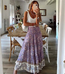 Fashion Women Skirts New Casual All-match Skirt Loose Elastic Waist Floral Print Ethenic Style Boho Skirt Bohemian Style Skirt