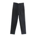 High Waist Solid Pants for Women Casual Basic Ankle Trousers with Pockets Zipper Fly Office Wear Pants Pantalones Mujer