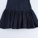 Vestido Jeans Feminino Mini com Costas Abertas - Chique Outono Inverno