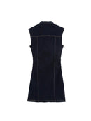 Vestido Jeans Feminino Mini sem Manga - Casual Elegante Verão 2025