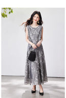 VIMLY Chinese Style Floral Print Skirt Set Women 2026 Summer Outfit Sleeveless Top Maxi Skirt Lady Two Piece Clothing Set A6121