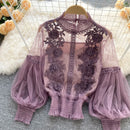 Lace Puff Long Sleeve Blouse Vintage Fashion Blouses Elegant Femme Blusas Korean Woman Tops Women Shirts Clothing Dropshipping