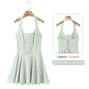 Vestido Feminino Branco com Renda Bordada e Halter - Sem Manga Costas Abertas Sexy Linha A Festa 2025