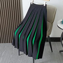 Elegant High Waist Panel Versatile Pleated Skirt Spring and Autumn Retro Fashion Stripe Mini Knitted Skirt Women's Mixed Color