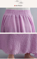 Boho Cotton Linen Beach Long Skirt Women Vintage Casual Solid A-line High Waist Dance Floor-Length Maxi Skirt Spring Summer New