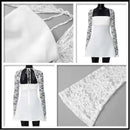 Vestido Mini Feminino com Renda Patchwork e Cintura Franzida - Linha A Costas Abertas Sexy Festa Balada Outono Inverno